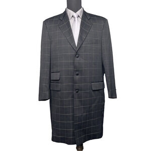 Vittorio St. Angelo Mens 40R Longline Dress Jacket Coat Blk Gold Grid Windowpane